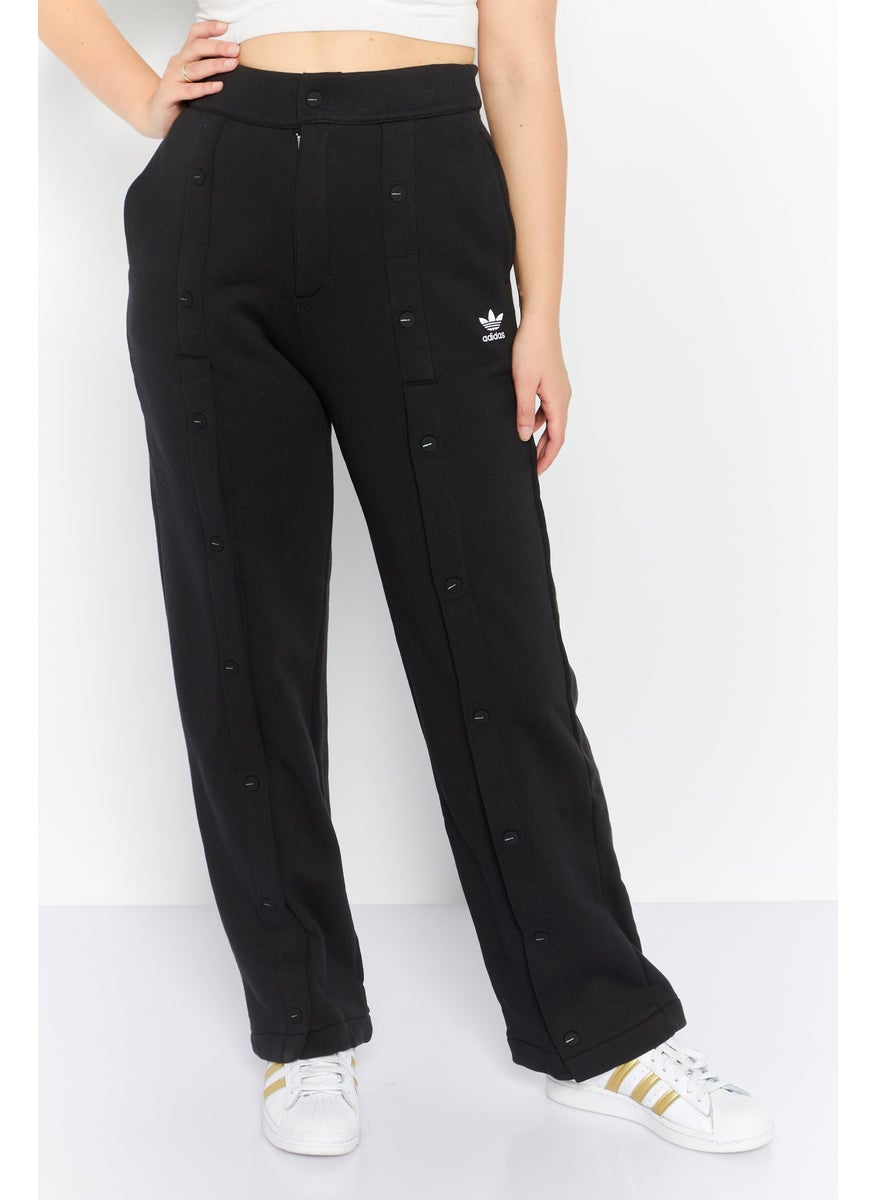 Women Sportswear Fit Embroidered Logo Outdoor Track Pants, Black