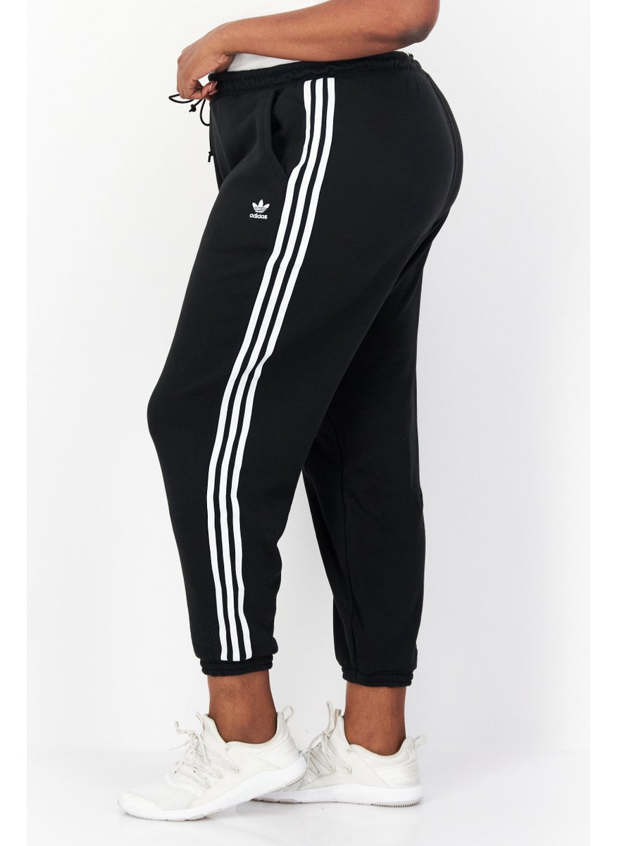 Women Sportswear Fit Drawstring Training Sweatpants, Black/White