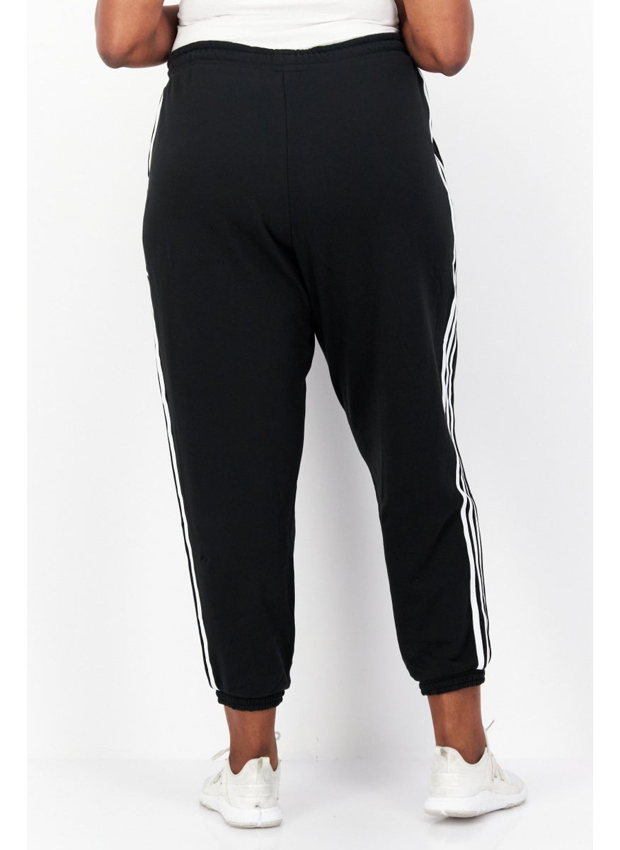 Women Sportswear Fit Drawstring Training Sweatpants, Black/White