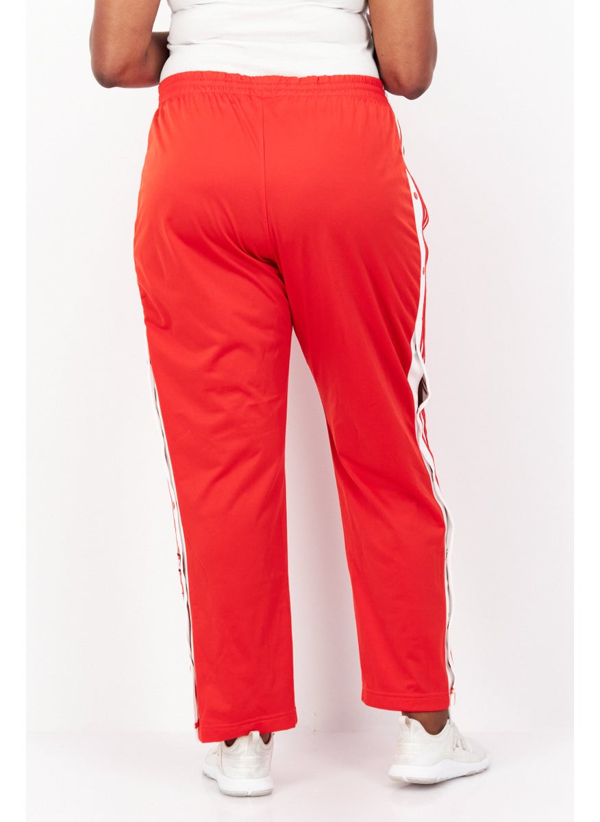 Women Plus Size Running Sweatpants, Red/White