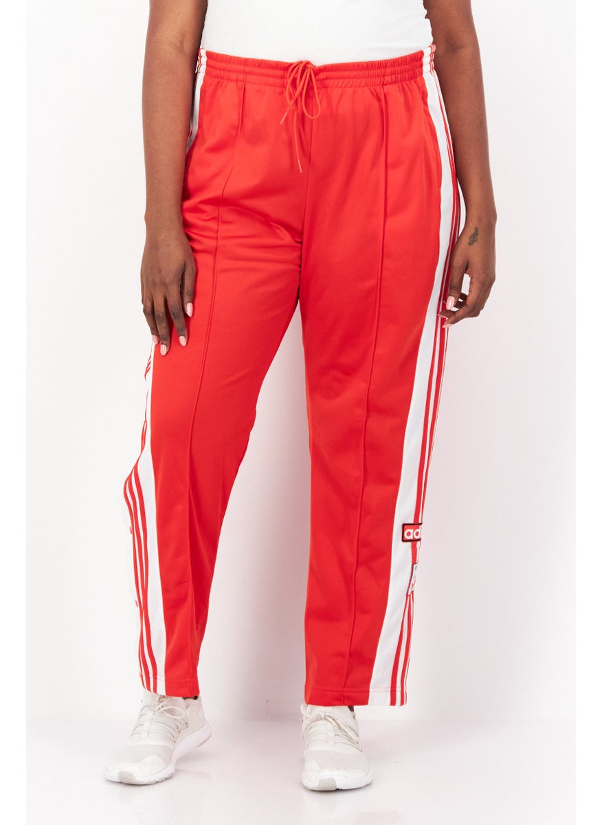 Women Plus Size Running Sweatpants, Red/White