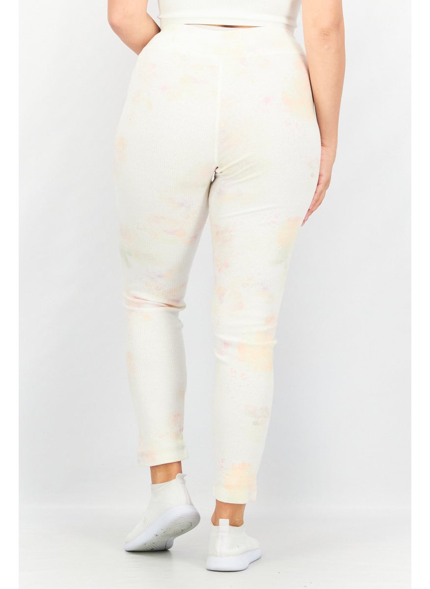 Women Pull On Textured Leggings, Cream