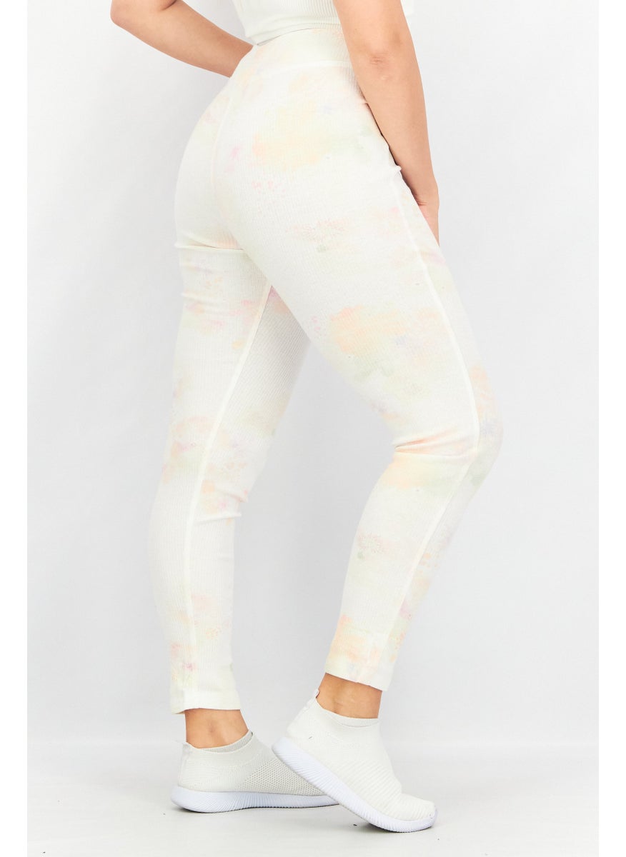 Women Pull On Textured Leggings, Cream