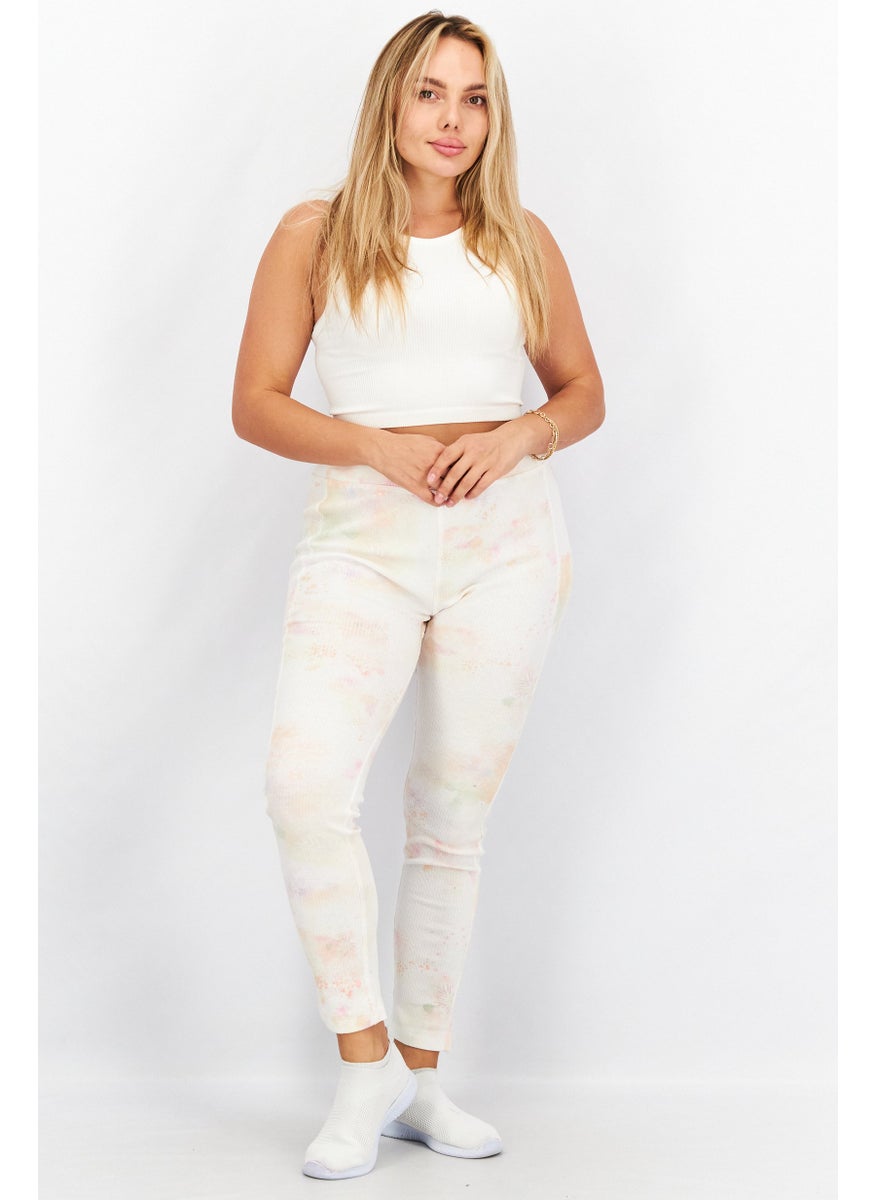 Women Pull On Textured Leggings, Cream