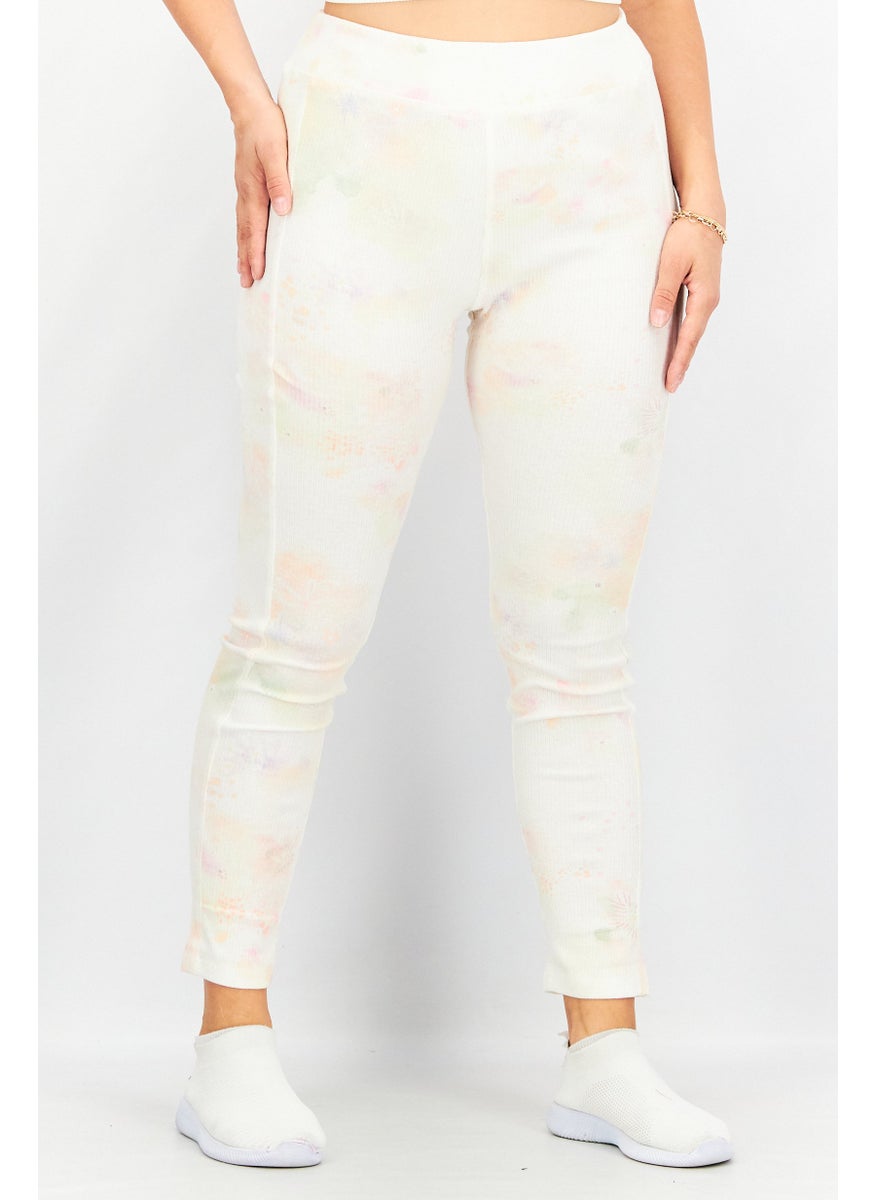 Women Pull On Textured Leggings, Cream