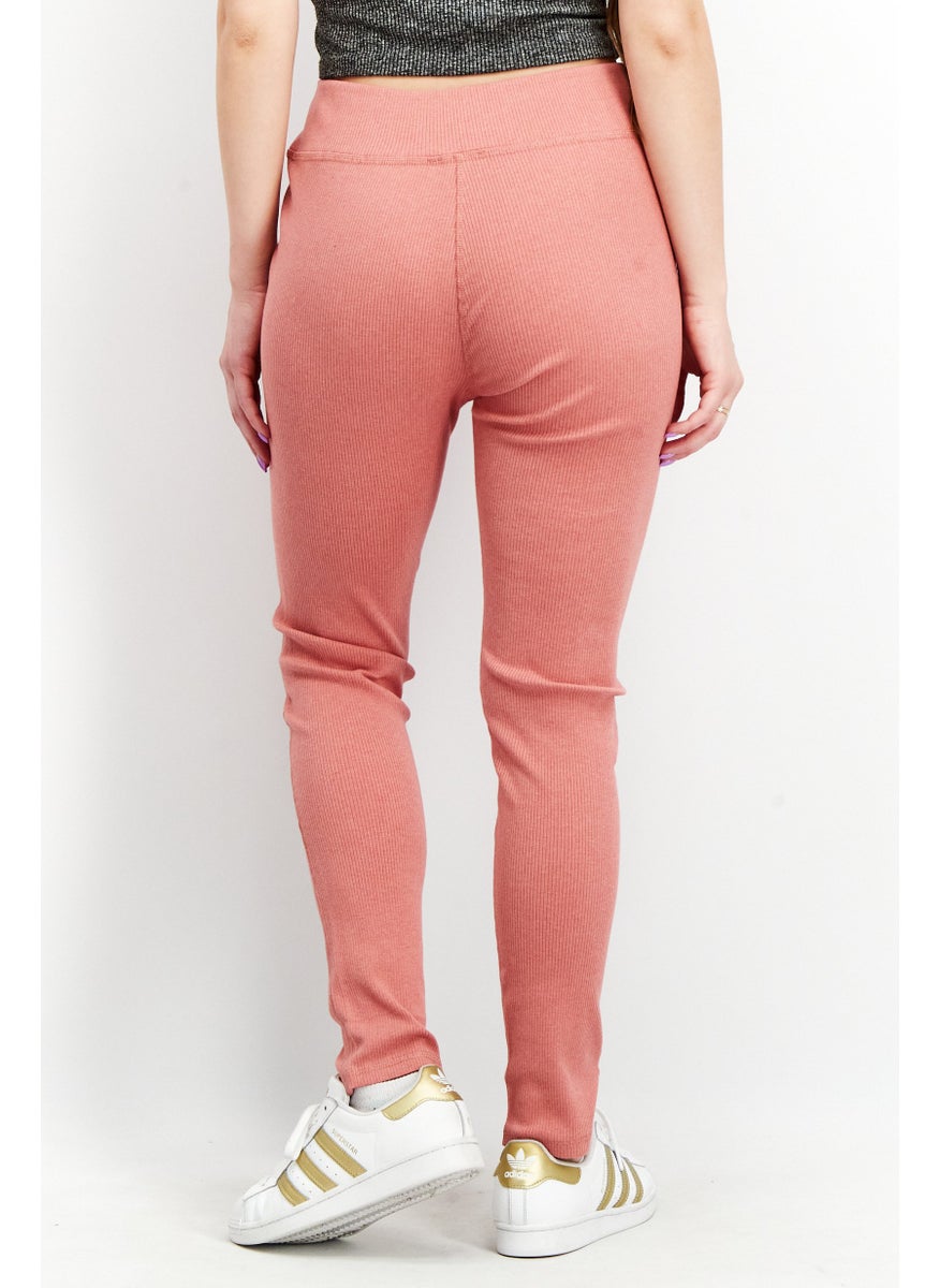 Women Pull On Ribbed Leggings, Pink