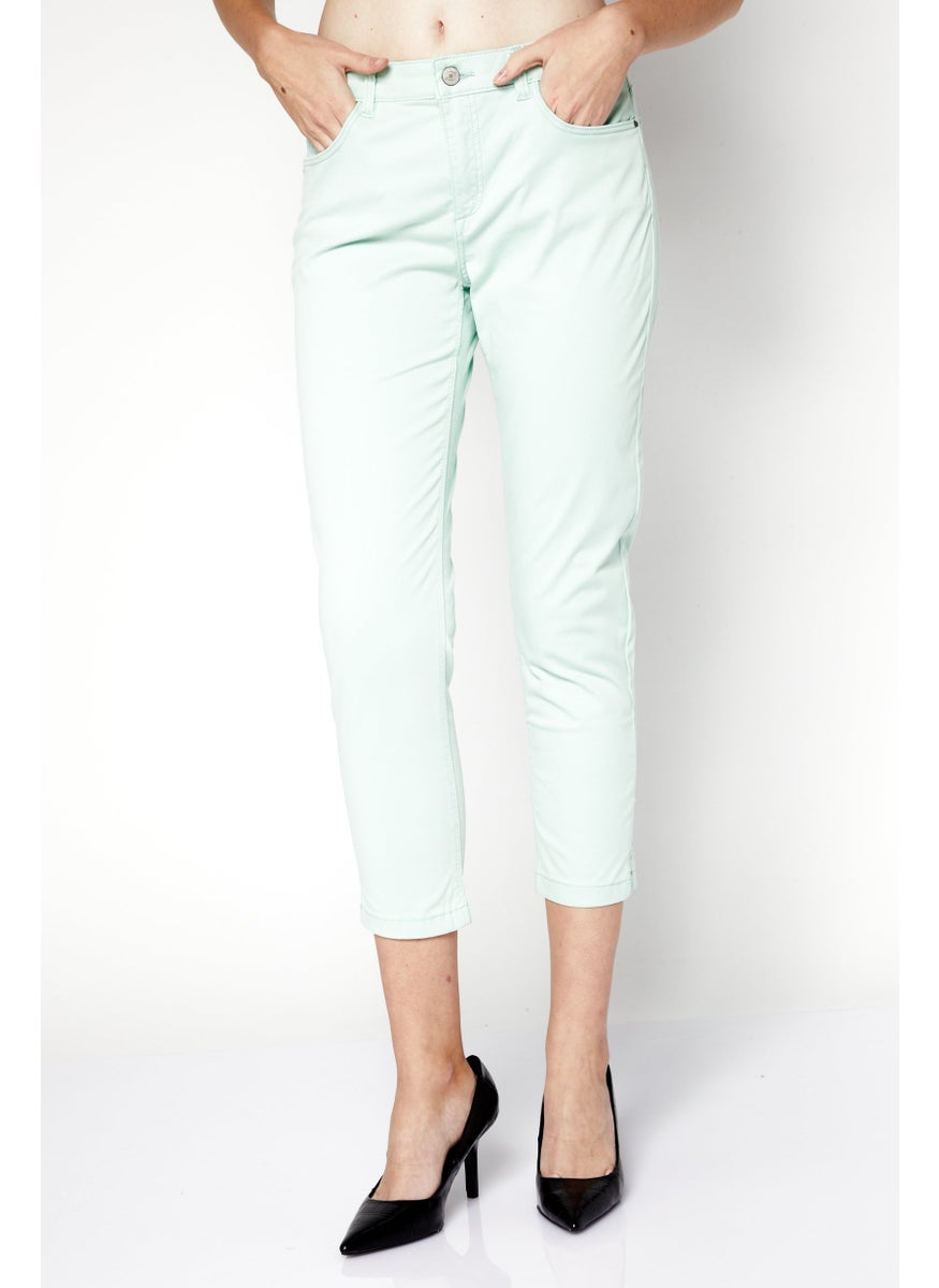 Women Skinny Fit Solid Chino Pants, Light Green