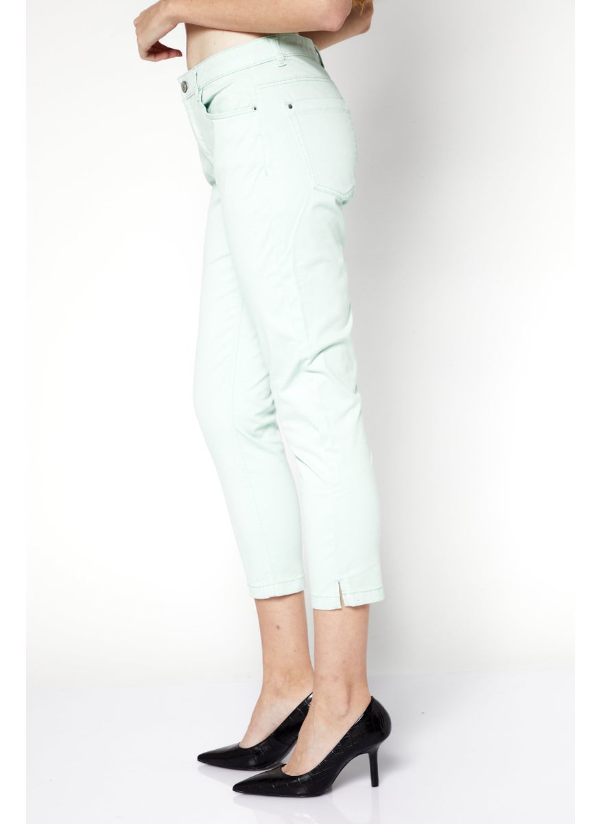 Women Skinny Fit Solid Chino Pants, Light Green