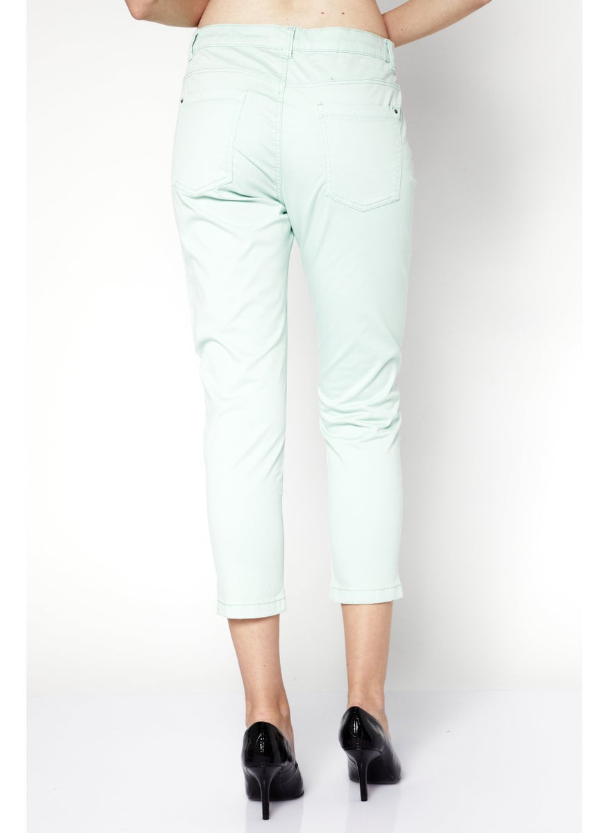 Women Skinny Fit Solid Chino Pants, Light Green