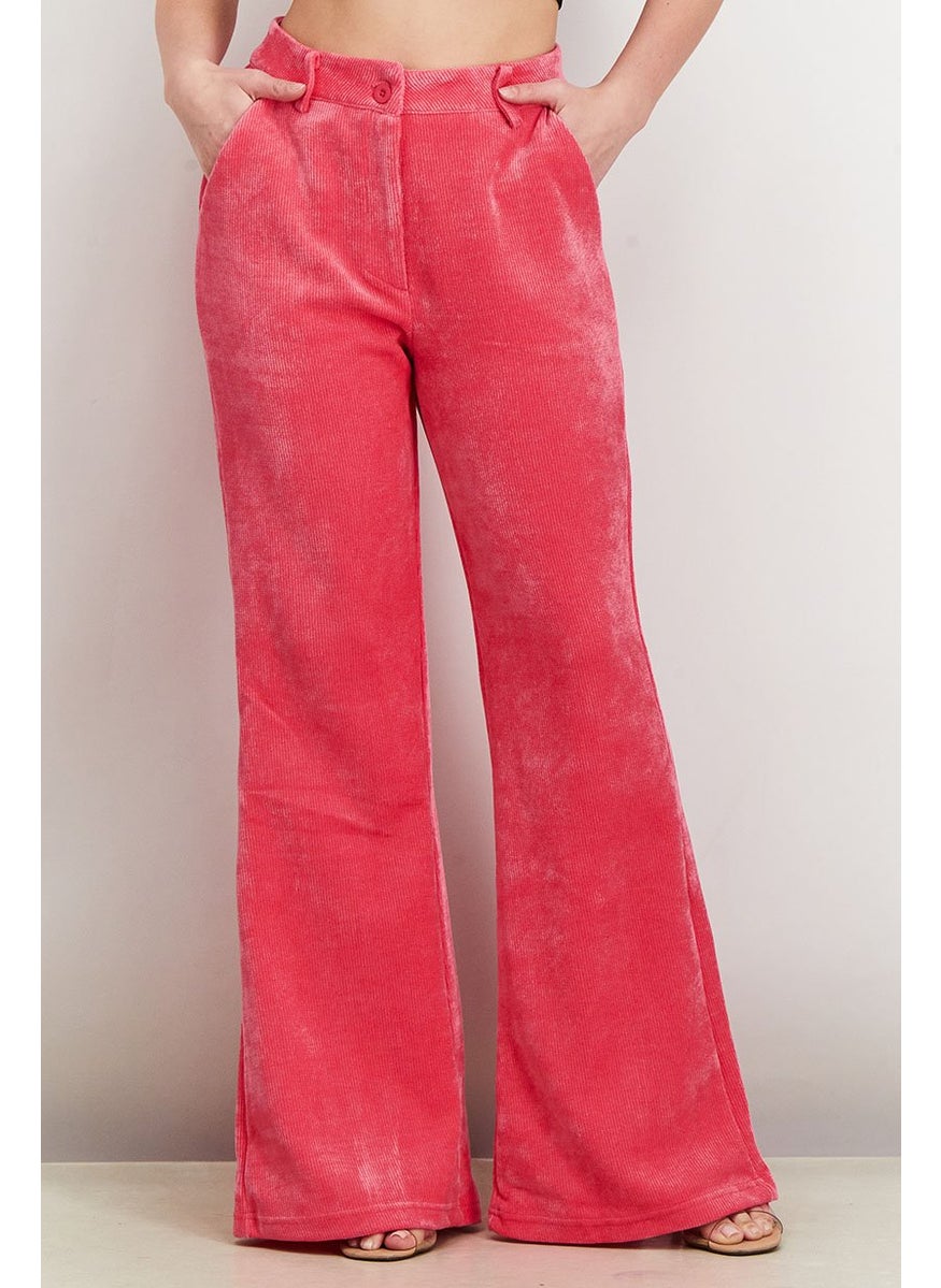 Women Regular Fit Corduroy Pants, Pink