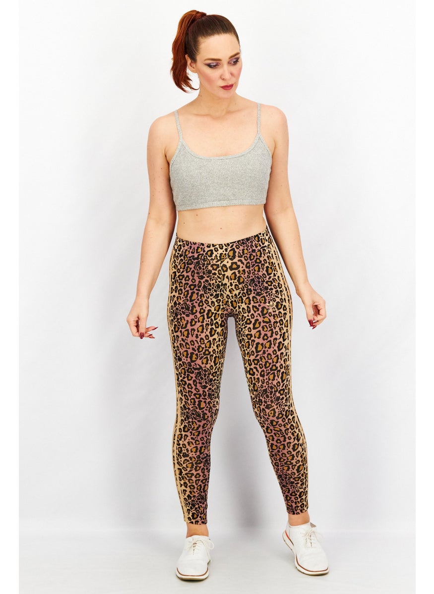 Women Sportswear Fit Leopard Luxe Leggings, Black/Tan Combo