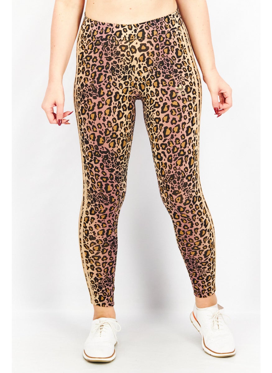 Women Sportswear Fit Leopard Luxe Leggings, Black/Tan Combo