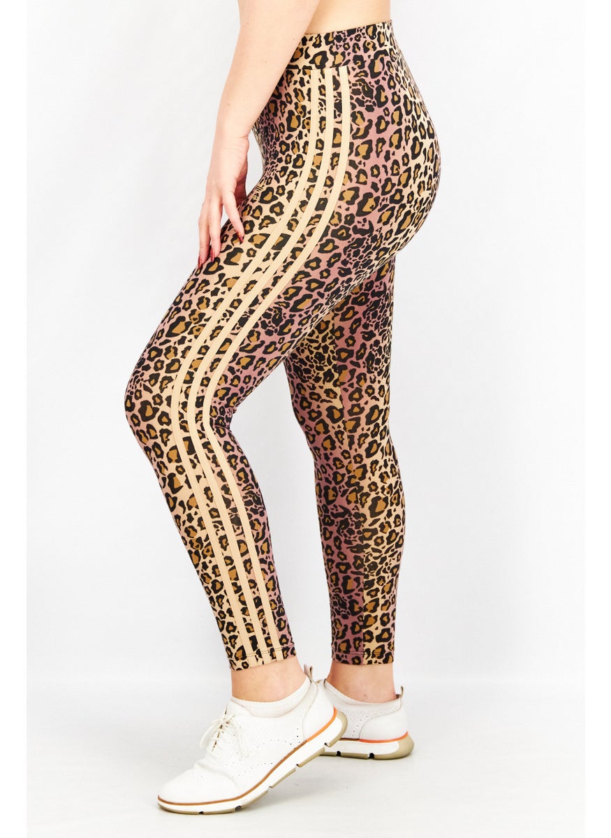 Women Sportswear Fit Leopard Luxe Leggings, Black/Tan Combo