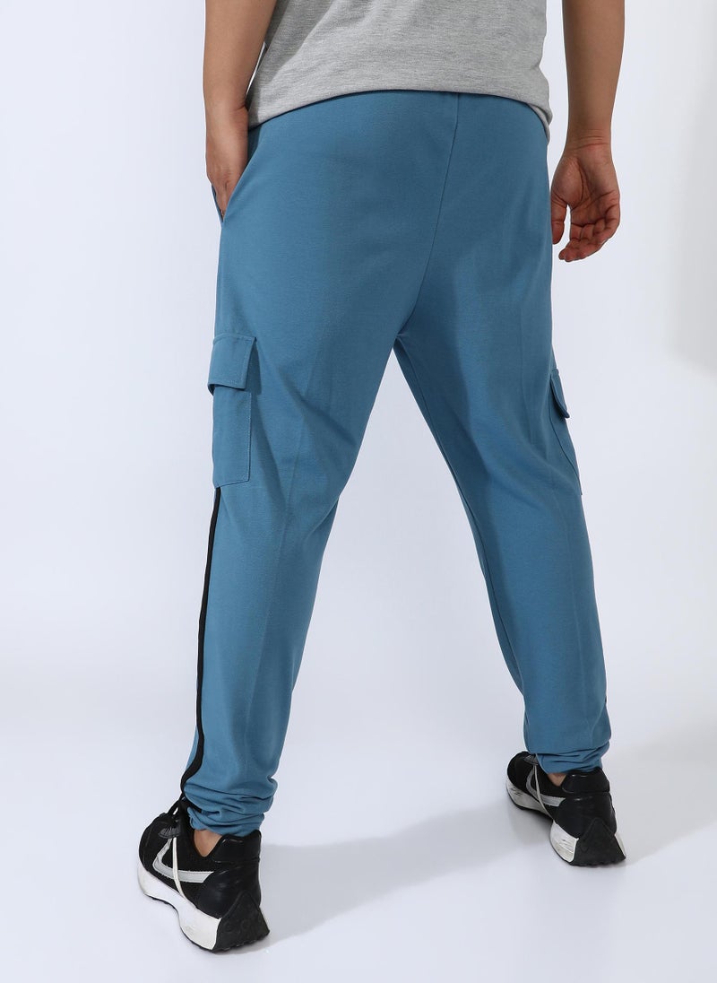 Men's Sky Blue Utility Cargo Trackpants