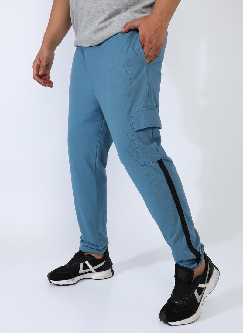 Men's Sky Blue Utility Cargo Trackpants