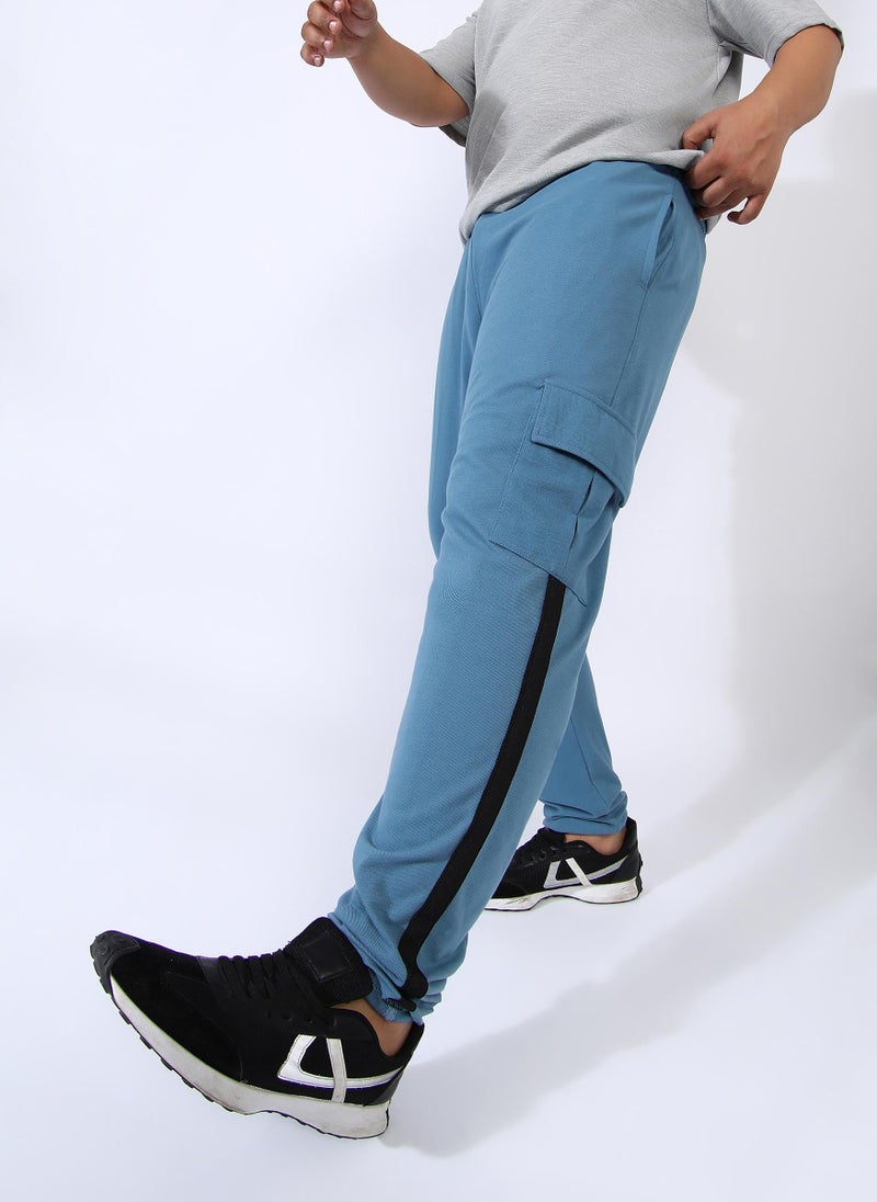 Men's Sky Blue Utility Cargo Trackpants