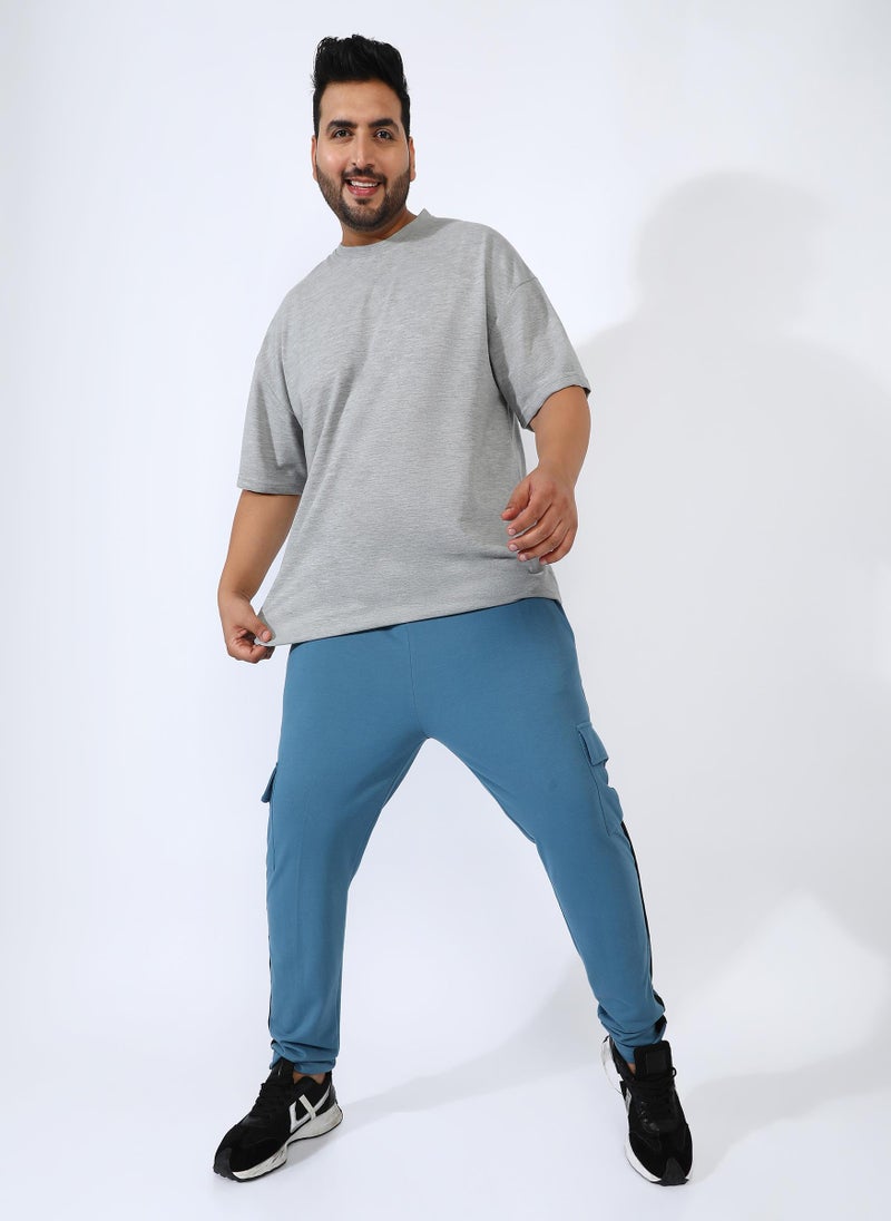 Men's Sky Blue Utility Cargo Trackpants