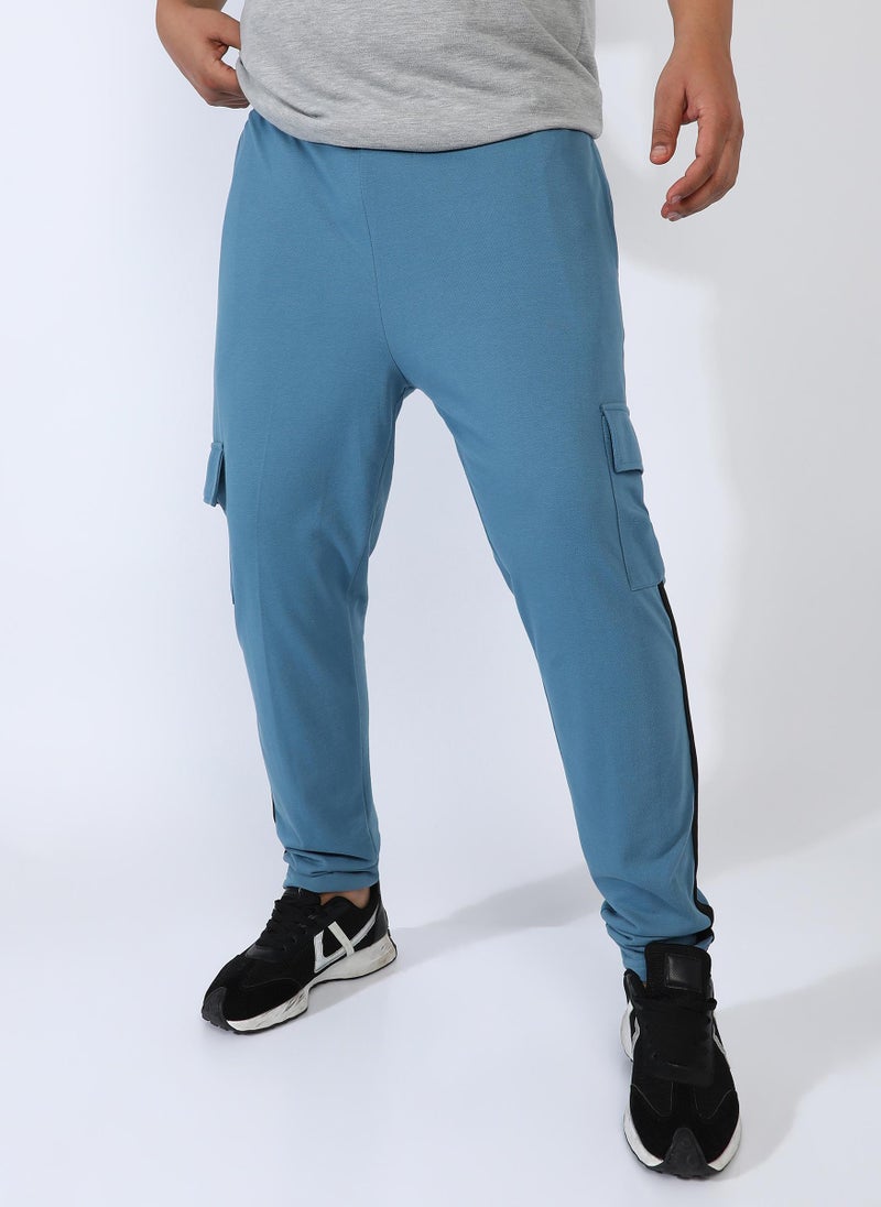 Men's Sky Blue Utility Cargo Trackpants