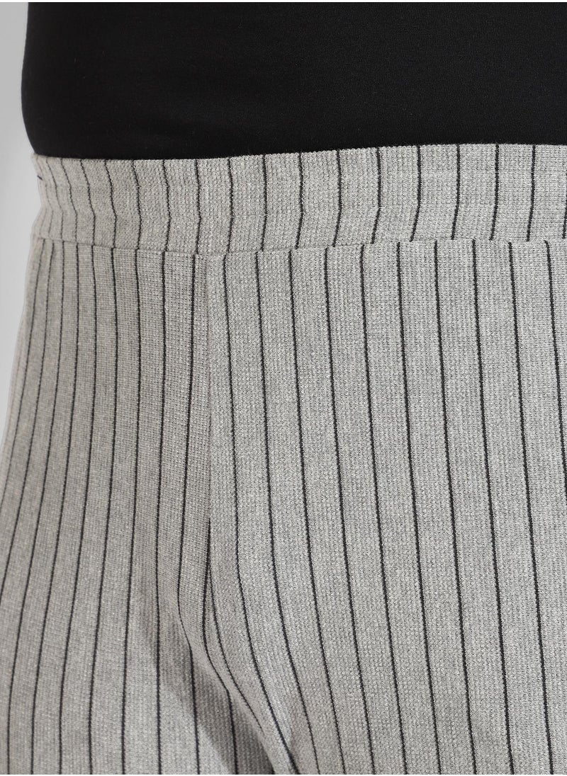 Men's Cotton Grey Striped Regular Fit Trackpants