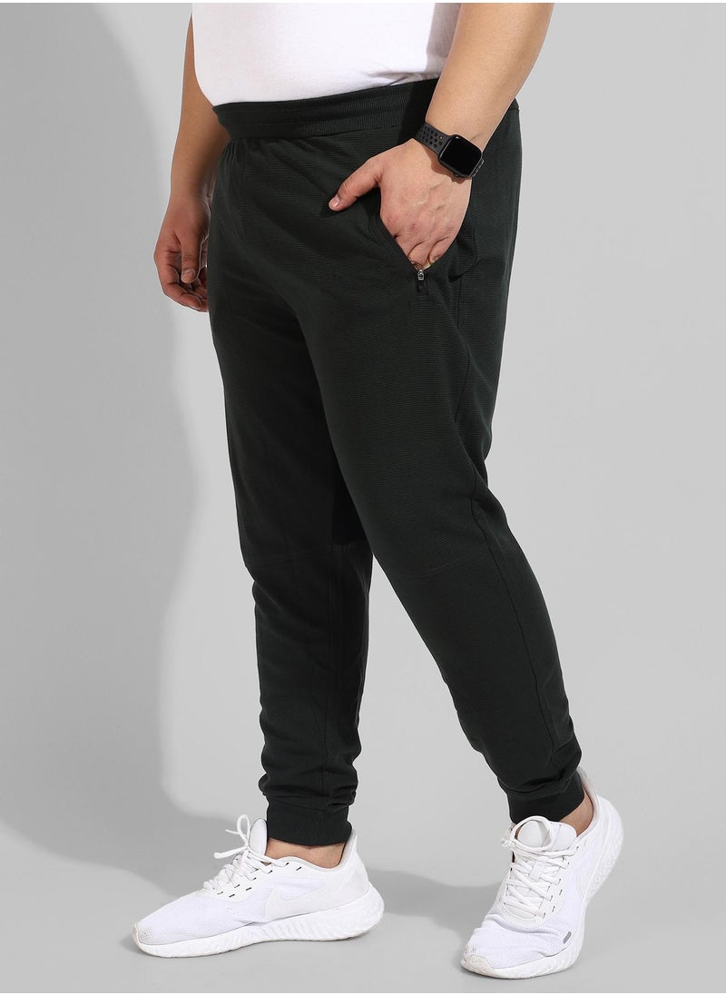 Men's Cotton Solid Black Regular Fit Trackpants