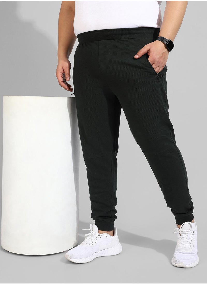 Men's Cotton Solid Black Regular Fit Trackpants