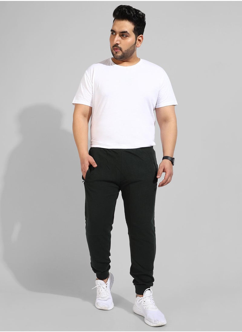 Men's Cotton Solid Black Regular Fit Trackpants