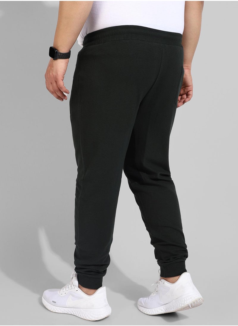 Men's Cotton Solid Black Regular Fit Trackpants