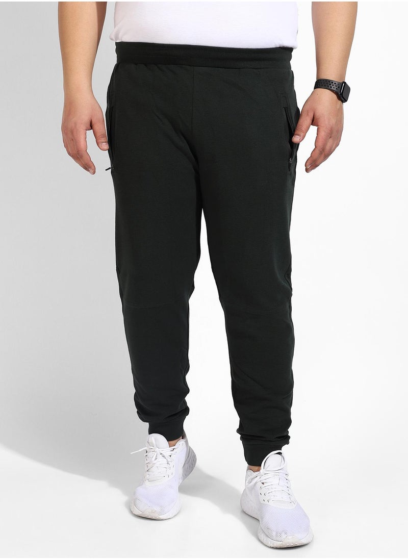 Men's Cotton Solid Black Regular Fit Trackpants