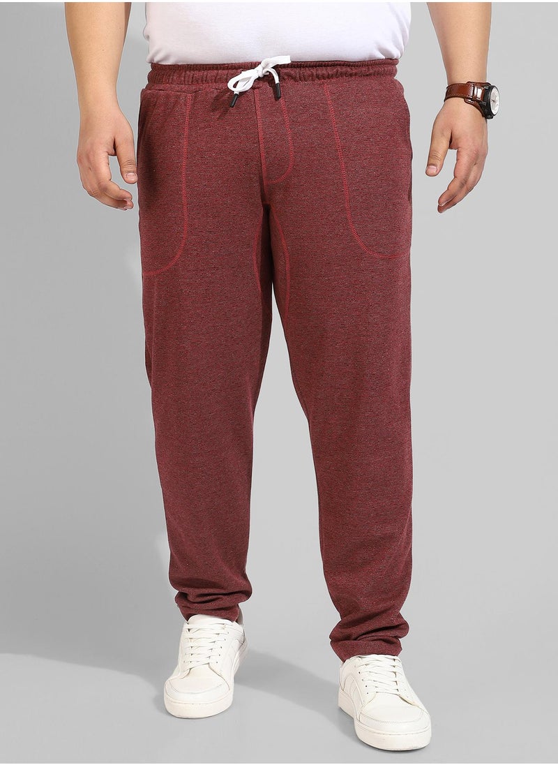 Men's Cotton Solid Maroon Regular Fit Trackpants