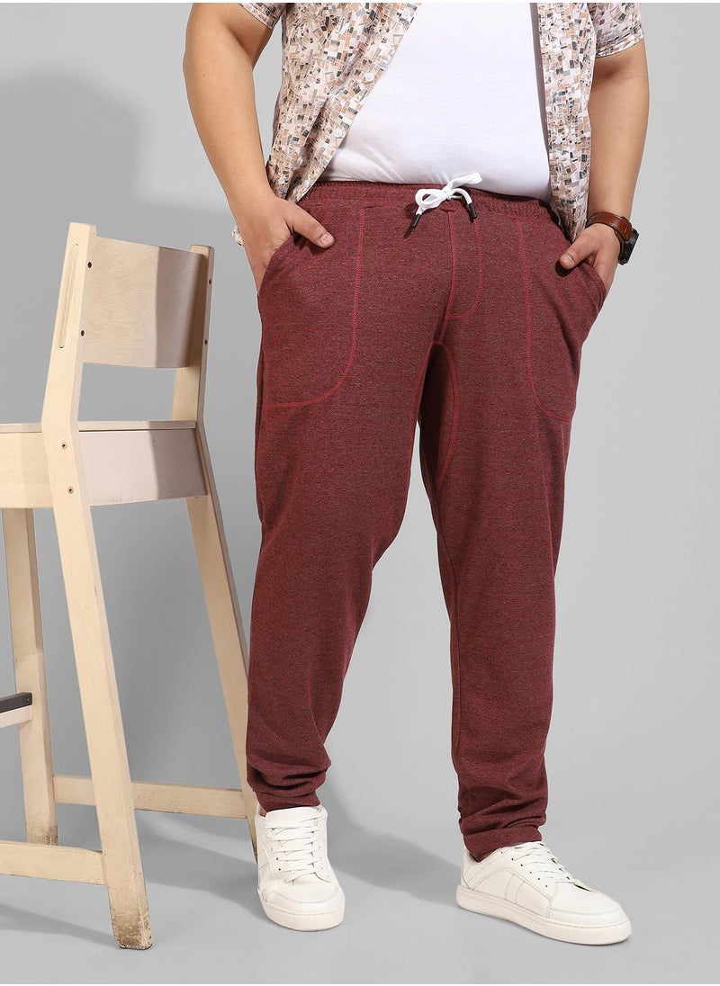 Men's Cotton Solid Maroon Regular Fit Trackpants