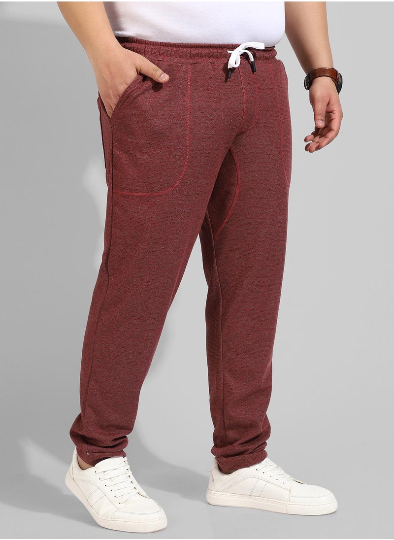 Men's Cotton Solid Maroon Regular Fit Trackpants