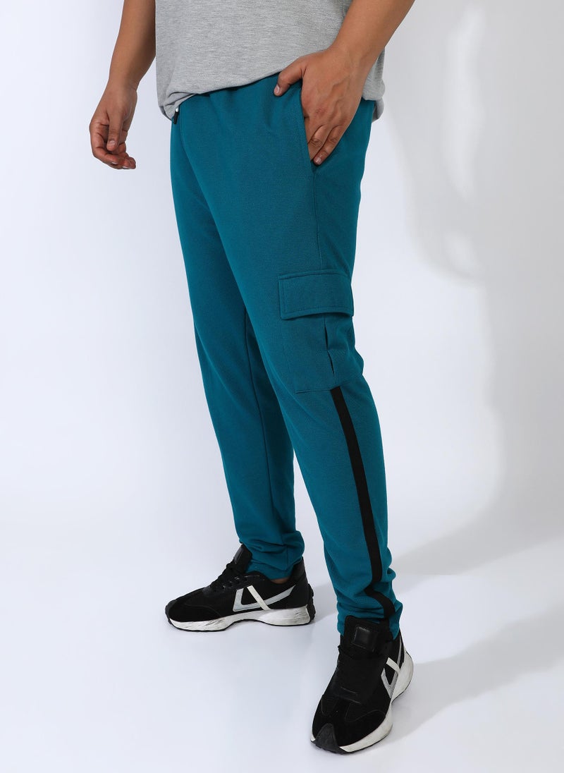 Men's Teal Blue Utility Cargo Trackpants