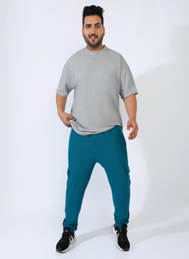 Men's Teal Blue Utility Cargo Trackpants