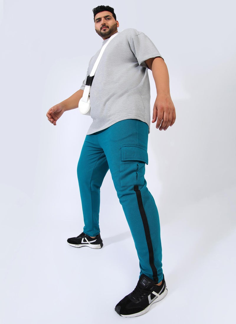 Men's Teal Blue Utility Cargo Trackpants