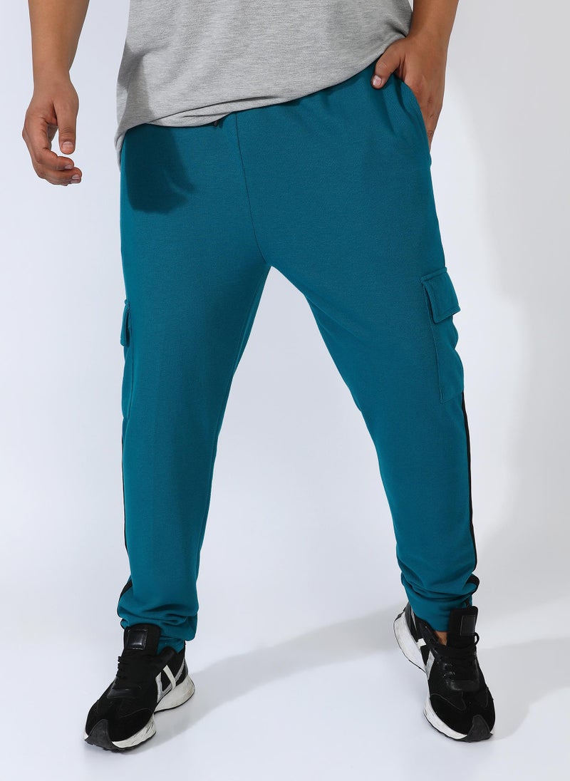 Men's Teal Blue Utility Cargo Trackpants