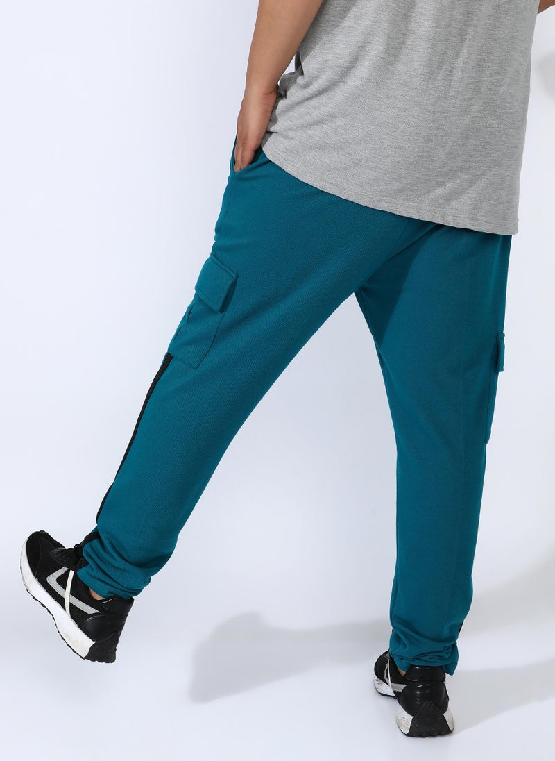 Men's Teal Blue Utility Cargo Trackpants