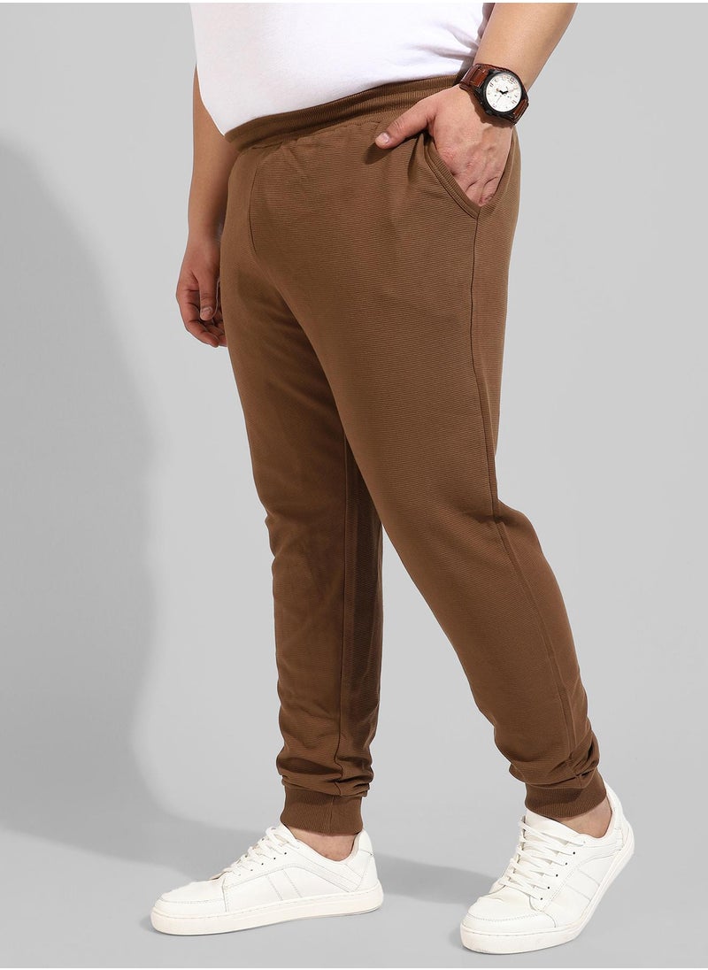 Men's Cotton Solid Brown Regular Fit Trackpants