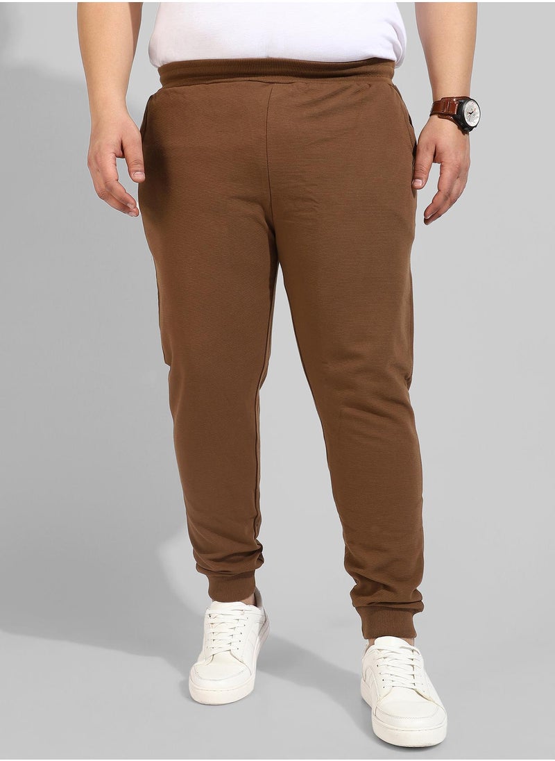 Men's Cotton Solid Brown Regular Fit Trackpants