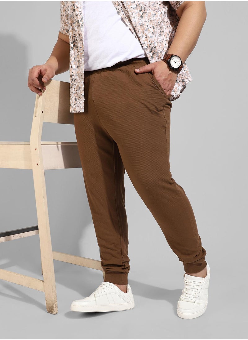 Men's Cotton Solid Brown Regular Fit Trackpants