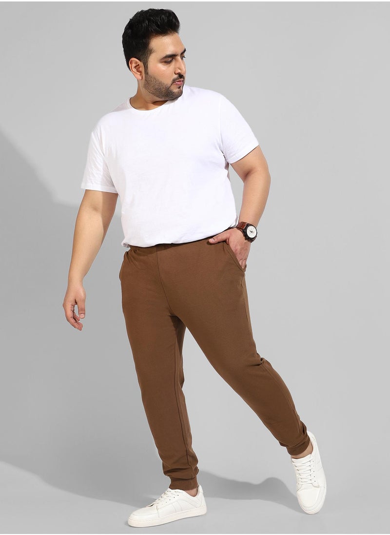 Men's Cotton Solid Brown Regular Fit Trackpants