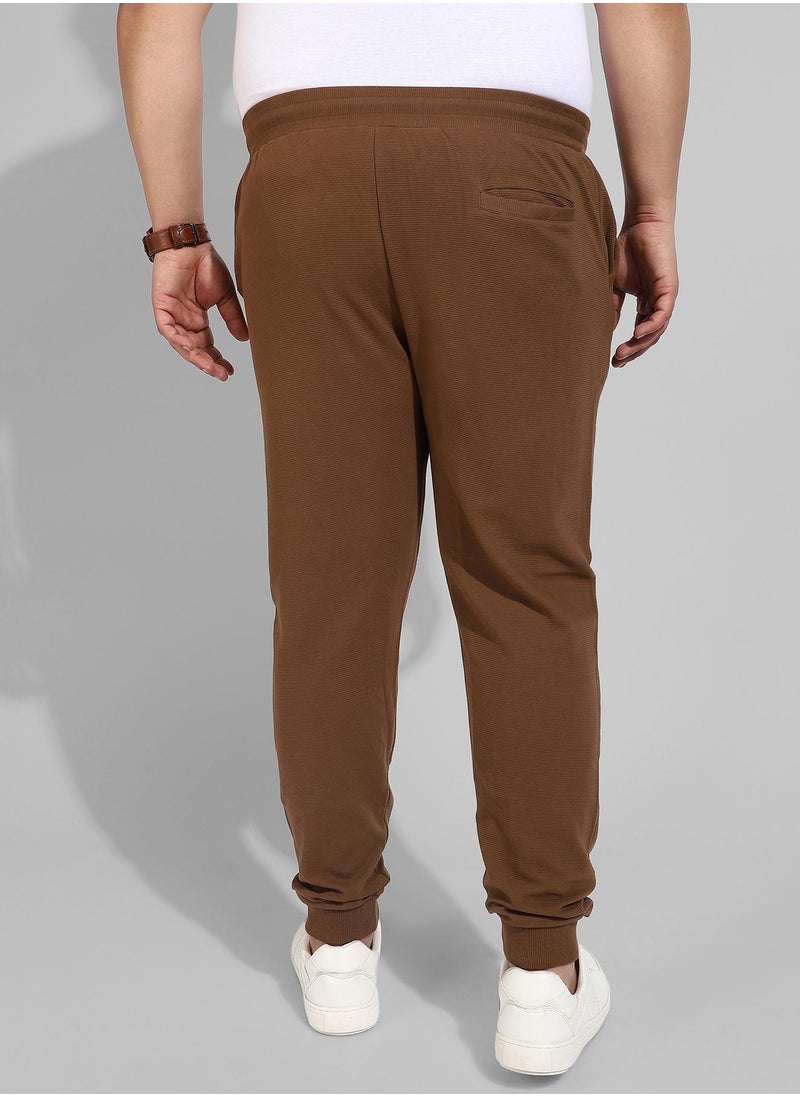 Men's Cotton Solid Brown Regular Fit Trackpants