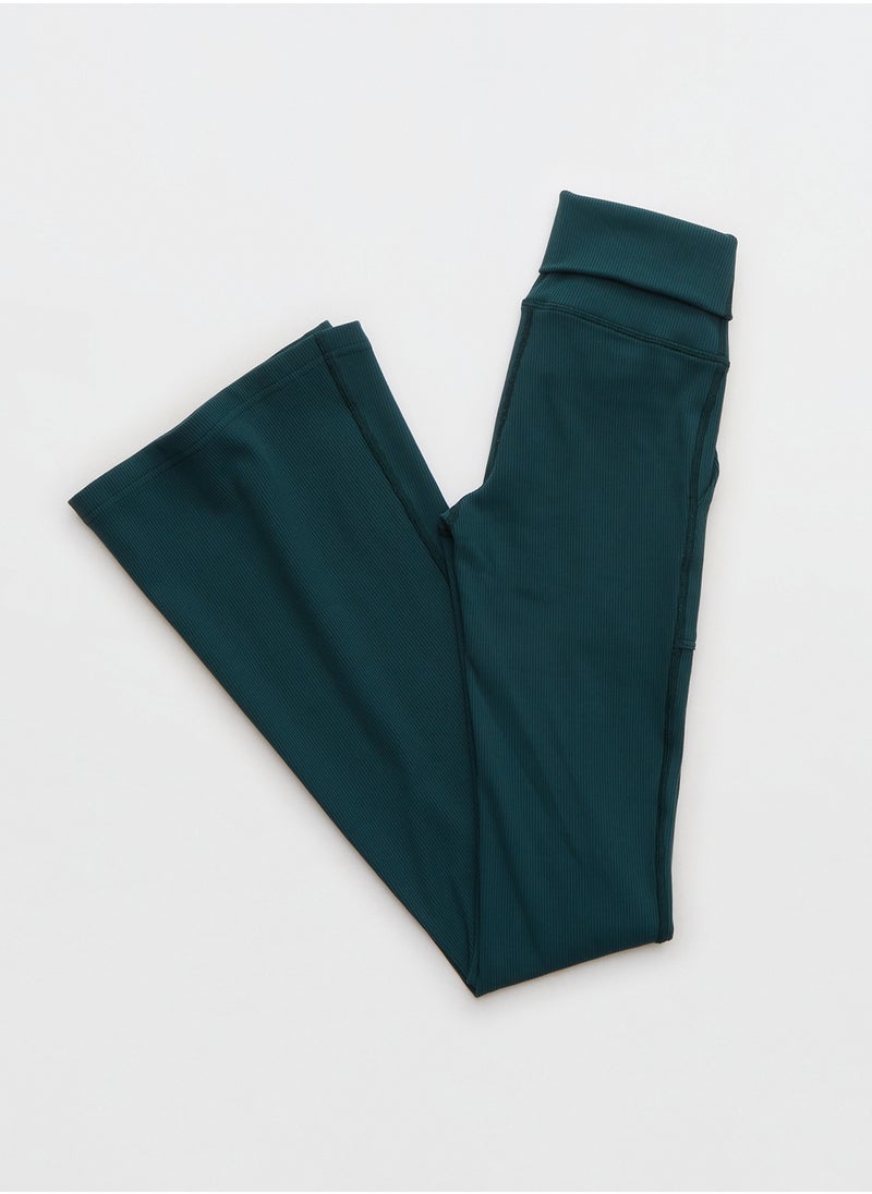 Rib Low-Rise Foldover Flare Pants