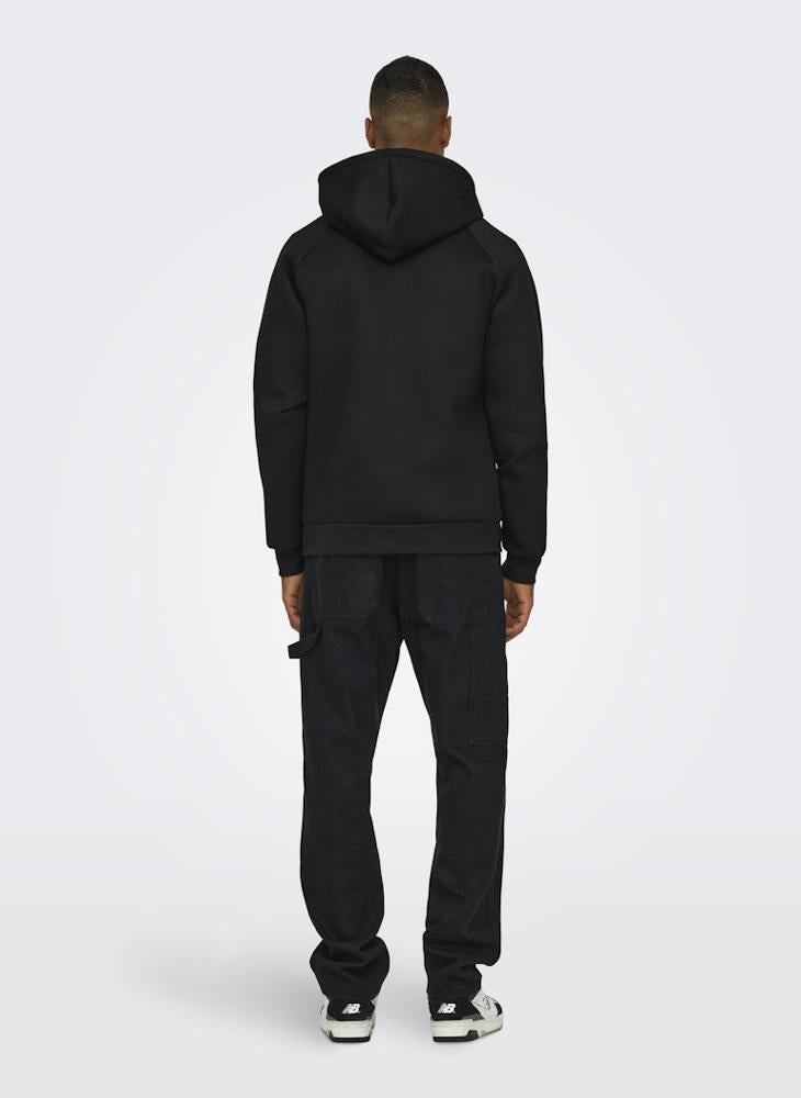 Bobbey Zip Through Pocket Detail Drawstring Hoodie