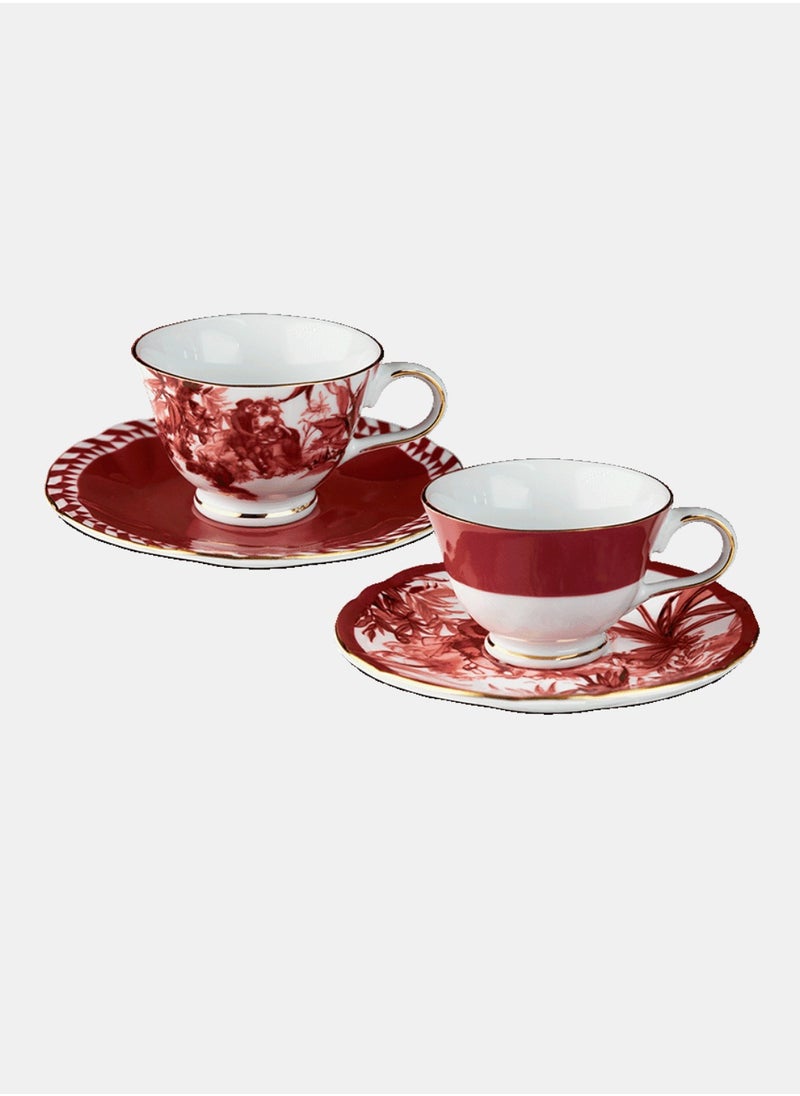 Baci Milano Le Rouge Sest 2 Coffee Cups Porcelain