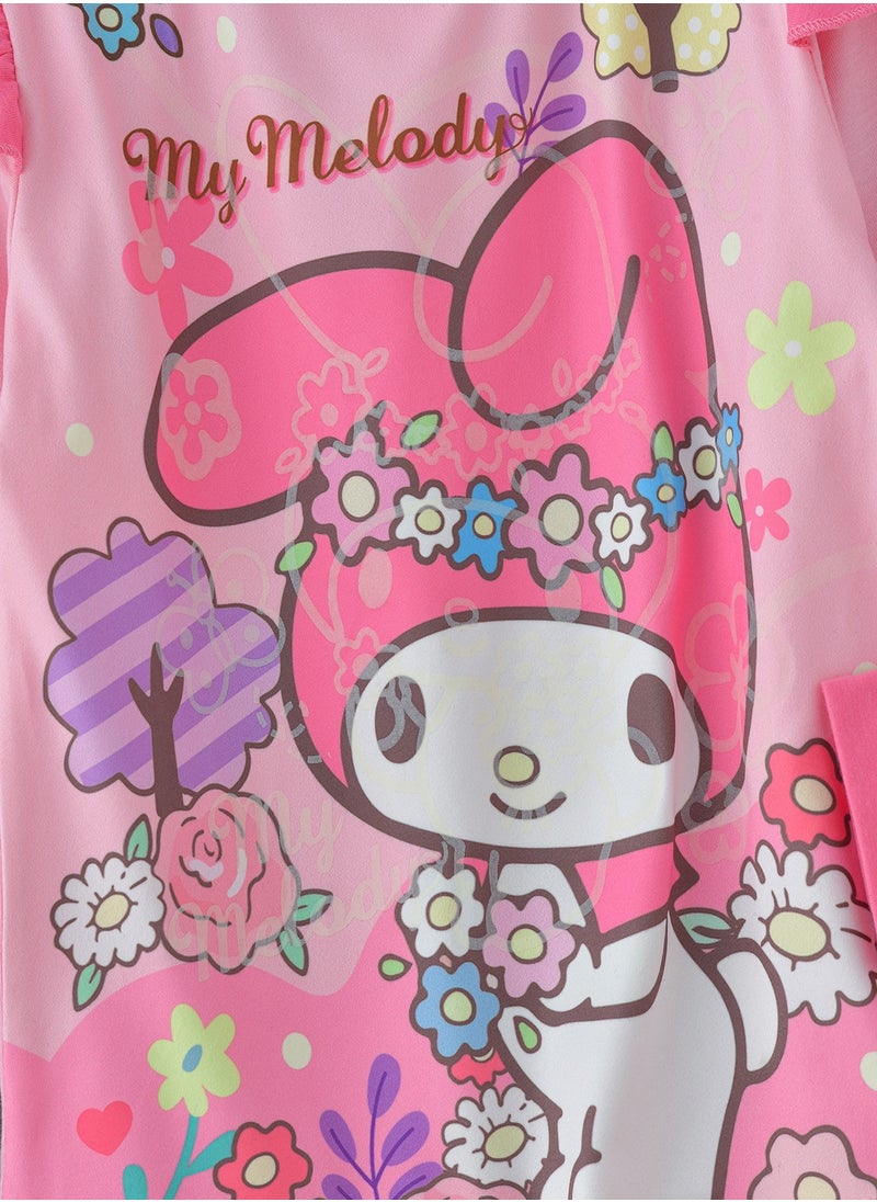 My melody characters printed cotton top with pajama sets for girls