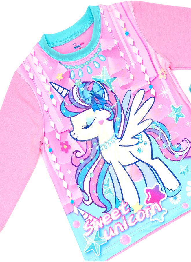 Sweet Unicorn Glow-in-the-Dark Cotton Pajama Set for Girls