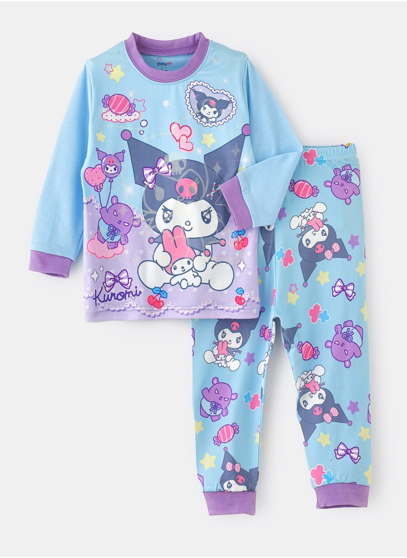 Cute characters printed cotton top with pajama sets for girls