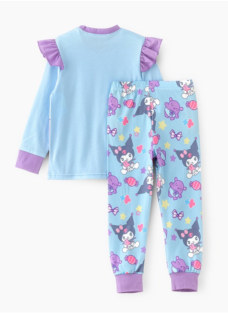 Cute characters printed cotton top with pajama sets for girls