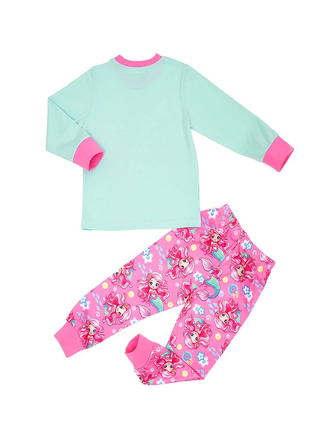 Magical Mermaid Glow-in-the-Dark Cotton Pajama Set for Girls