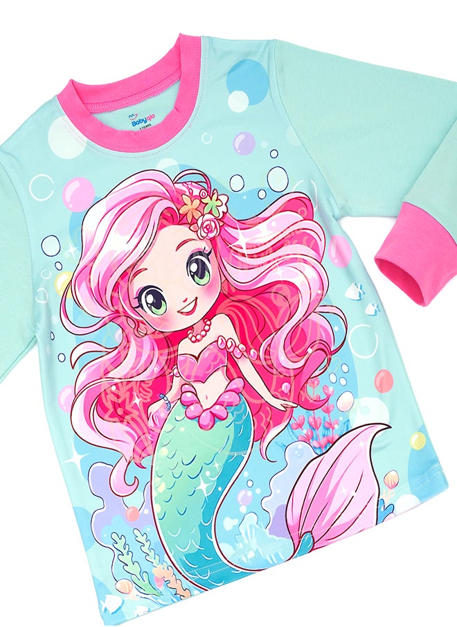 Magical Mermaid Glow-in-the-Dark Cotton Pajama Set for Girls